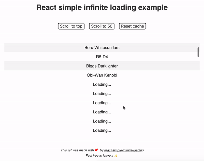 react-simple-infinite-loading demo with multiple placeholders